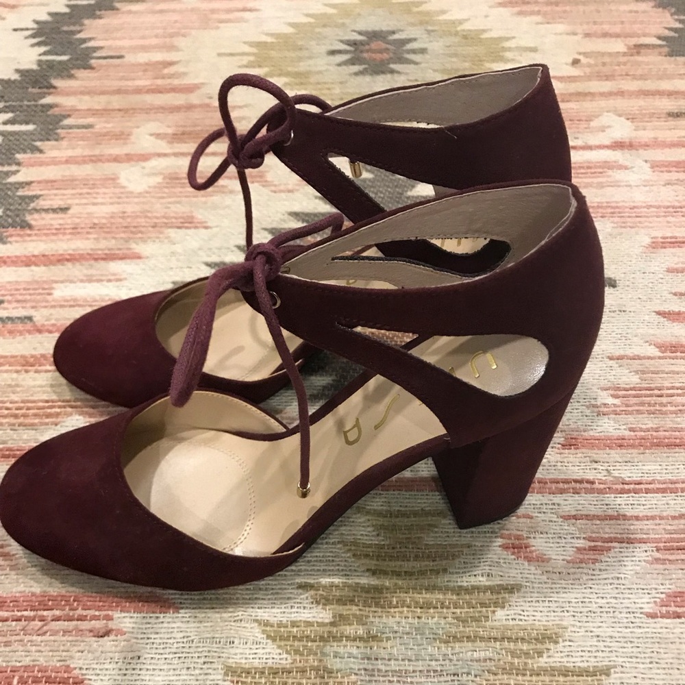 Unisa Plum Tie Chunky Heels